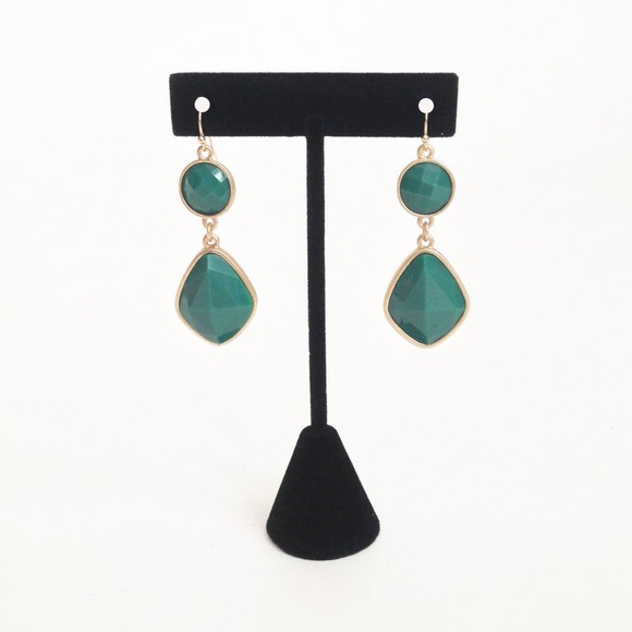 Emerald Geo Drop Earrings - Picture 1 of 2